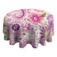 thumbnail image 4 of Pioneer Flower Floral Print Pattern Round Tablecloth 60"x60",Wrinkle Wipeable Table Cloth for Kitchen Dining Room Picnic Patio Party, 4 of 6