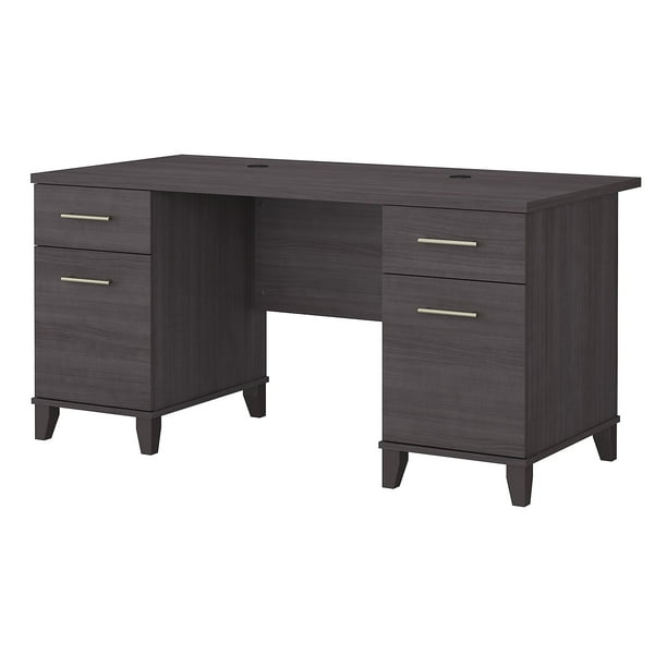 Bush Furniture Somerset 60W Office Desk with Drawers, Storm Gray