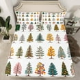 thumbnail image 2 of Manfei Rustic Tree Queen Sheet Sets for Kids, Cartoon Farmhouse Floral Flat Sheet, Merry Christmas Theme Queen Fitted Sheet, Luxury Bedroom Decor, 4 Pieces, 2 of 7