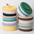 thumbnail image 2 of Handmade Cotton Rope Basket Dopamine Color Round Sundries Organizer with Lid, 2 of 15