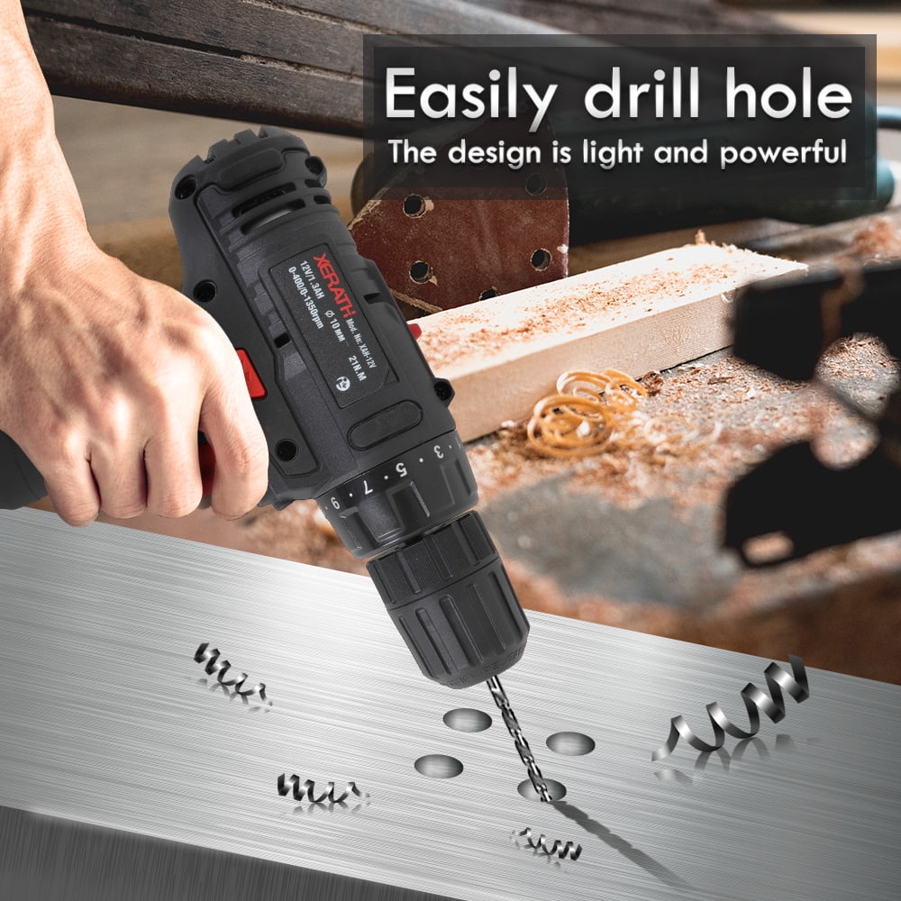 Cordless Drill/Driver Kit, 48pcs Drill Set Lithium-Ion Battery Brushes Tape Measure - 12V Max Drill 280 In-lb Torque, 18+1 Metal Clutch, 3/8 Cordless Drill/Driver Kit, 48pcs Drill Set Lithium-Ion Battery Brushes Tape Measure - 12V Max Drill 280 In-lb Torque, 18+1 Metal Clutch, 3/8