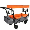 thumbnail image 5 of Olurrisa Heavy-Duty Collapsible Wagon with Canopy, 480lbs Capacity Foldable Cart with 7" All-Terrain Wheels & Drink Holders, Purple for Camping Shopping, 5 of 8