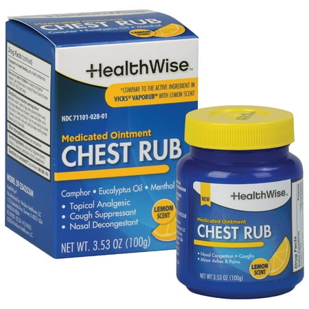 HealthWise Medicated Chest Rub | Refreshing Lemon Scent | Cough Suppressant | Relieves Nasal Congestion | Relieves Minor Aches and Pains | 3.53 oz.