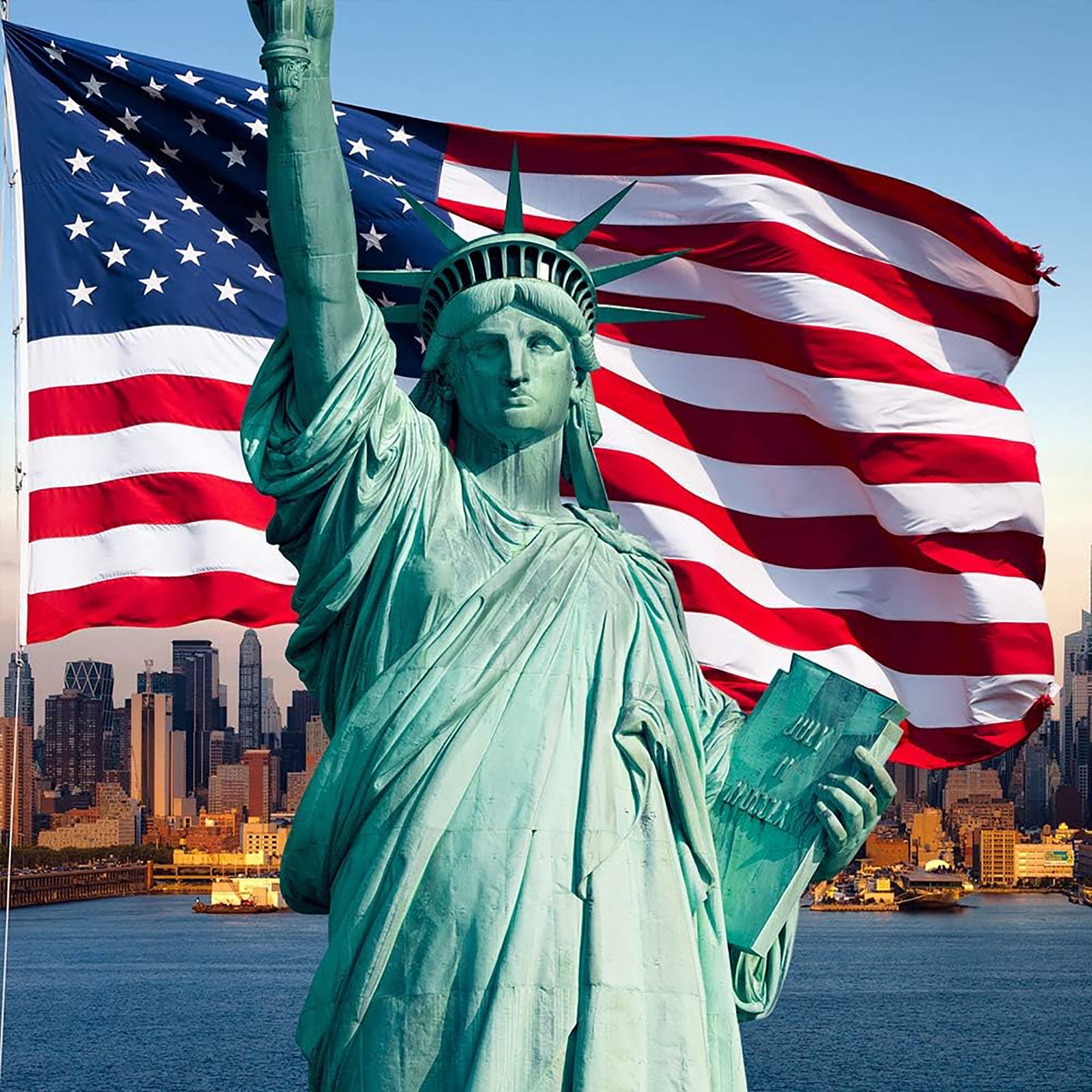 Oneluffy American Flag 3x5 FT Outdoor Double Sided Polyester US Flags with 2 Brass Grommets Vivid Color Decor for Outdoor Indoor