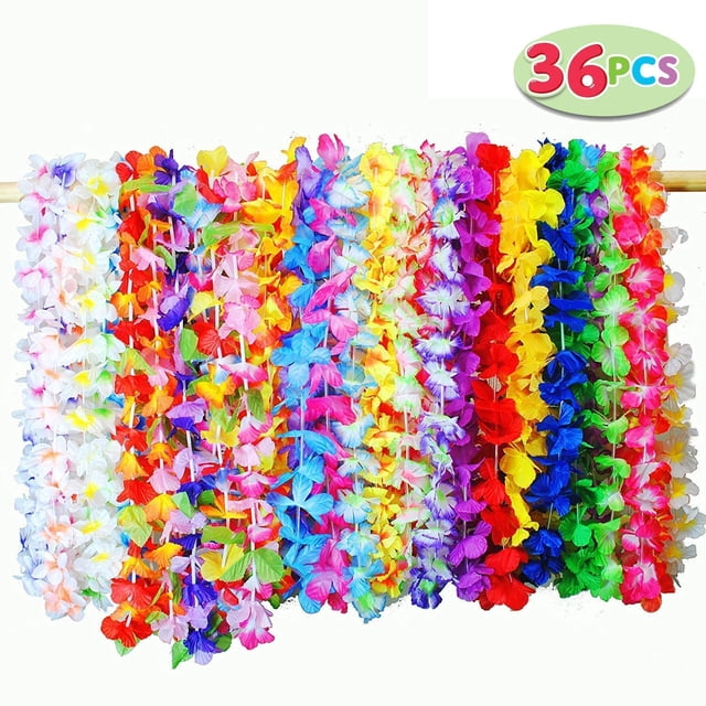 36 cuentas tropicales hawaianas Luau Flower Lei Party Favors (3 docenas) Adepaton HMHZ1071