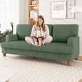thumbnail image 5 of AAQZ 87" Corduroy Sofa Couch for Living Room, 3 Seater Deep Seat Comfy Couch in a Box, 2 Cushions, 2 Pillows Tool-Free Setup,Green, 5 of 12