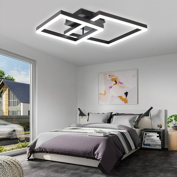Modern LED Ceiling Light Dimmable Flush Mount Lamp Chandelier Living Room Remote