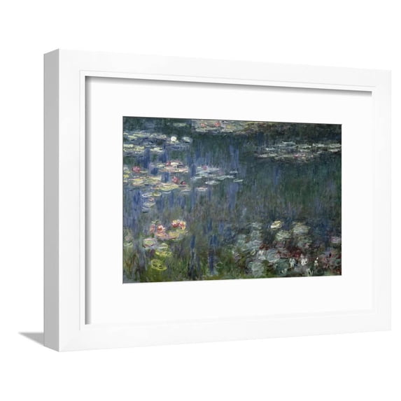 Waterlilies Green Reflections, 191418 Left Section, Botanical Framed Art Print Wall Art by Claude Monet Sold by Art.Com