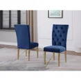 thumbnail image 2 of 5Pc Modern Dining Room Set, Lacquer Wood Expandable Dining Table with Velvet Tufted 4 Side Chairs Set, Blue, 2 of 6