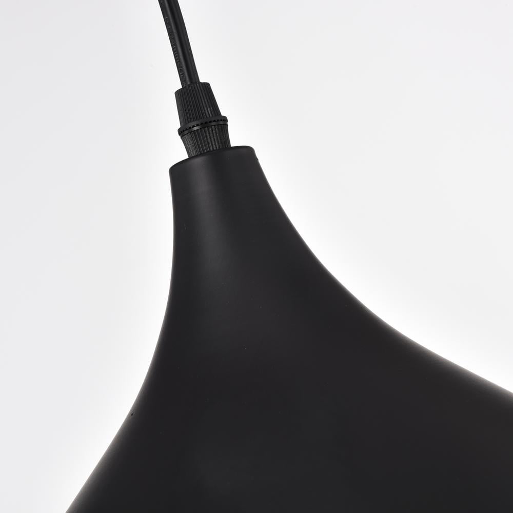 CHLOE Walter Industrial 1 Light Textured Black Mini Pendant Ceiling Fixture 14"