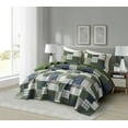 thumbnail image 2 of Chezmoi Collection Cedar 2-Piece Printed Patchwork Quilt Set, Green Navy Plaid Coverlet, Pre-Washed Microfiber Lightweight Bedspread for All Seasons, Twin Size, 2 of 9
