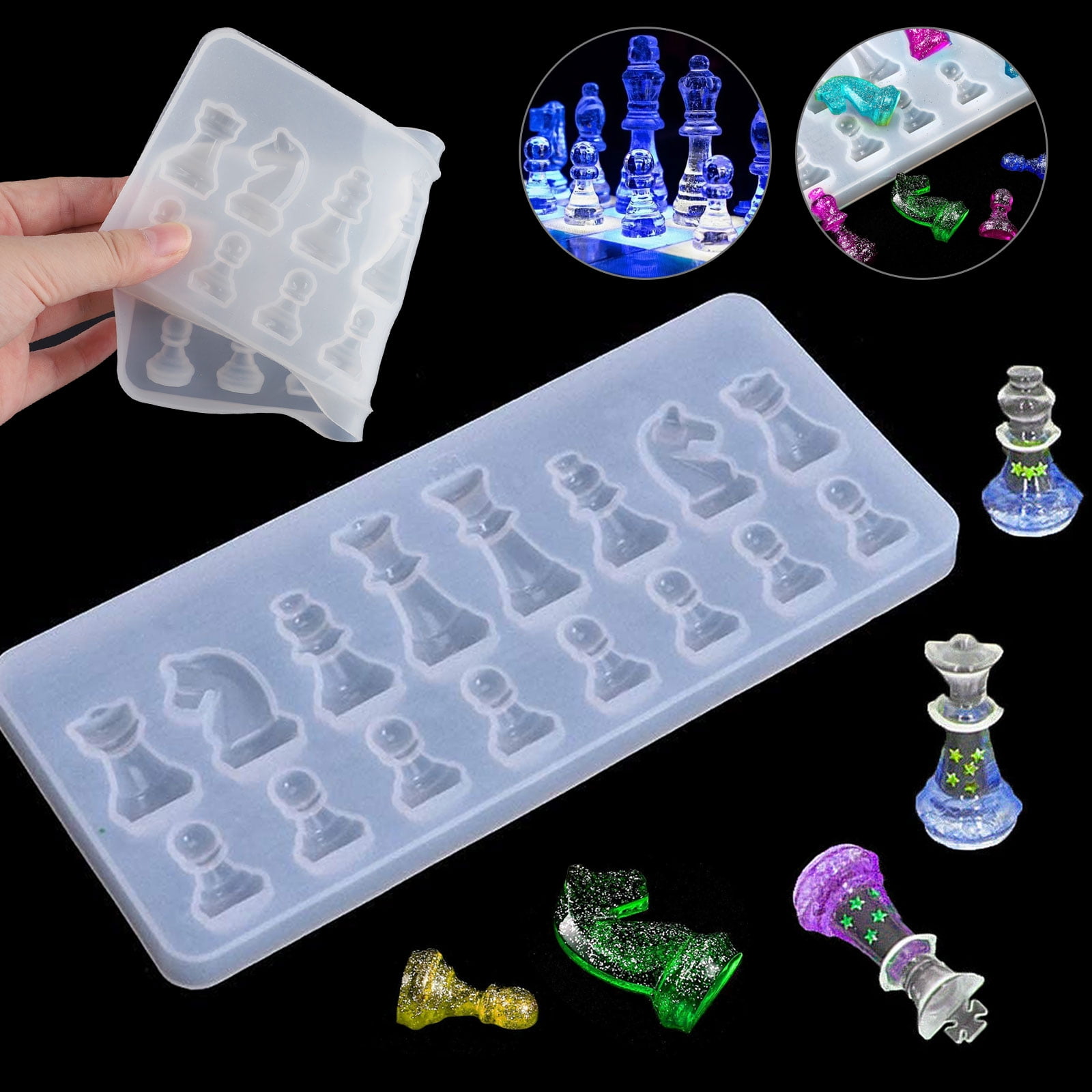 Crystal Epoxy Resin Mold Chess Board Casting Silicone Mould DIY Craft Making