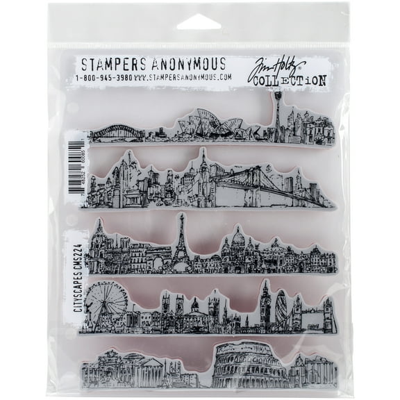 Tim Holtz Cling Stamps 7"X8.5"-Cityscapes