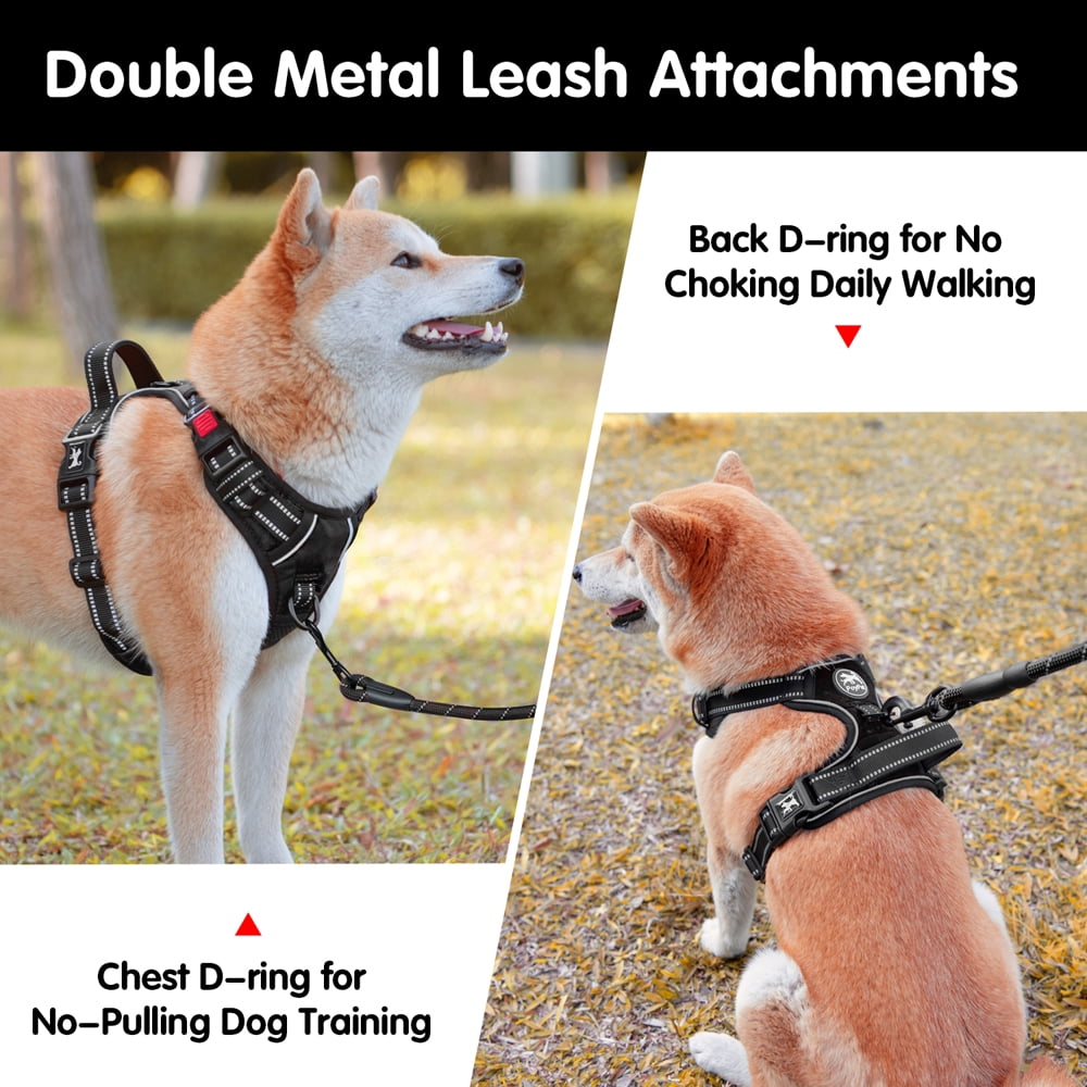 PoyPet Dog Harness and Leash Combo, Escape Proof No Pull Vest Harness, Reflective Adjustable Soft Padded Pet Harness with Handle for Small to Large Dogs