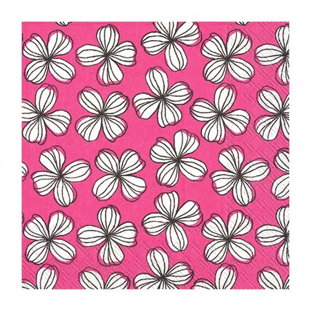 Set of 1 Cocktail Graphic Flower Napkins 20 Pack