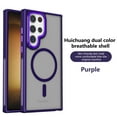 thumbnail image 2 of Strong Magnetic for Samsung Galaxy S23 Ultra Case, Military Grade Drop Protection, Compatible with MagSafe, [Metal Keys]Shockproof Translucent Matte Hard Back Soft Slim Phone Protective Case,Purple, 2 of 5