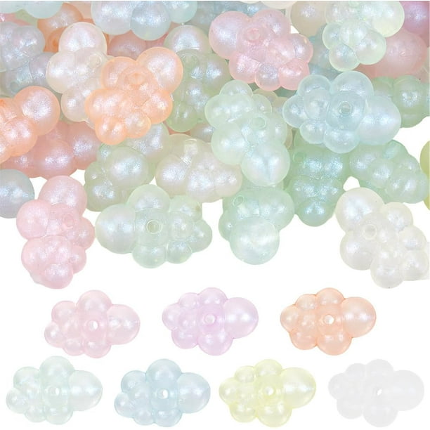 60 cuentas acrílicas con forma de nube, colores surtidos aleatorios, brillan en la oscuridad. Cuentas luminosas sueltas con forma de nube de dibujos animados.