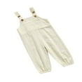 thumbnail image 3 of FNNMNNR Toddler Baby Kids Girls Boys Suspender Overalls Button Shoulder Straps Bib Pants Outfits Apricot 5-6 Years, 3 of 7