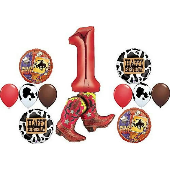 Western Party Supplies 1st Birthday Cowboy Cowgirl Wild West Balloon Bouquet Decorations