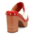 thumbnail image 3 of XYD Women Clog Mules Open Toe Multicolor Patchwork Platform Block Heels Rivets Studs Slip-ons Retro Shoes Size 7.5 Red White, 3 of 4