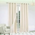 thumbnail image 4 of Beige Blackout Curtains with Sheer Overlay Mix and Match Double Layer Thermal Insulated Window Panels 84 inch Drapes Grommet Top 52"Wx84"L, 4 of 8