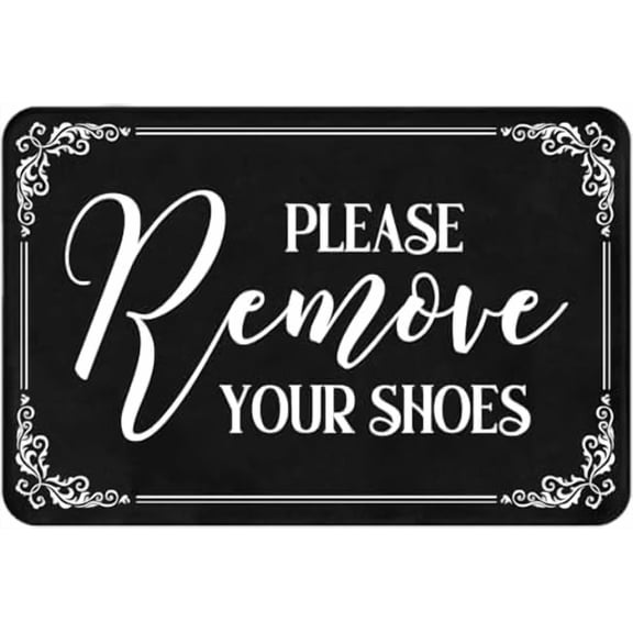 Doormat Please Remove Your Shoes Indoor Outdooring Rug Non Slip Doormat Entry Front Floor Mat 17x30 Inch.