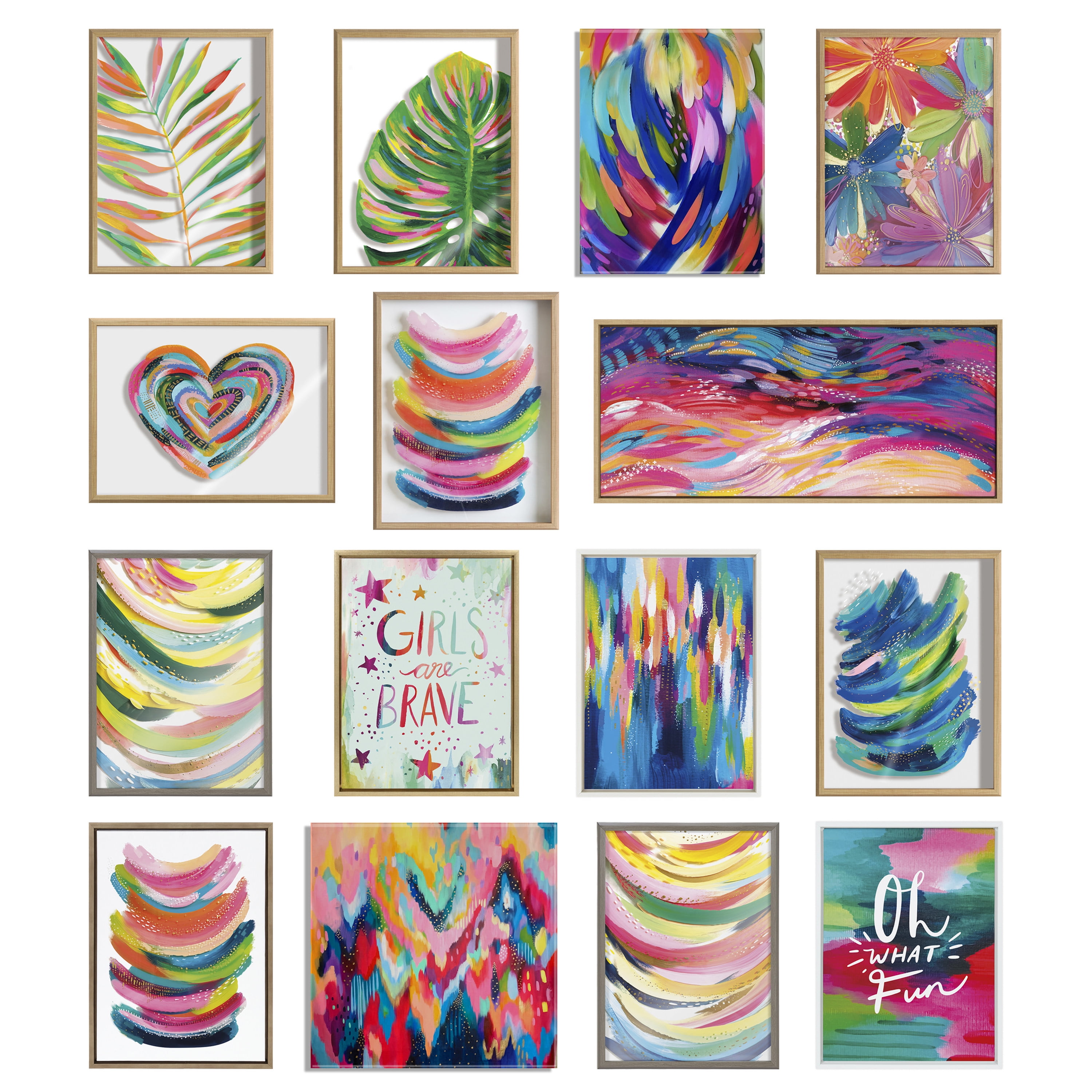Sylvie Brush Strokes 90 18 in x 24 in Framed Painting Canvas Art Prints, by Kate and Laurel Set of 2