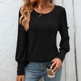 thumbnail image 2 of XuJwPNcy Women's Long Sleeve Shirts Casual Crew Neck Puff Sleeve Loose Flowy Blouse Shirts Tunic Fall Tops, 2 of 6