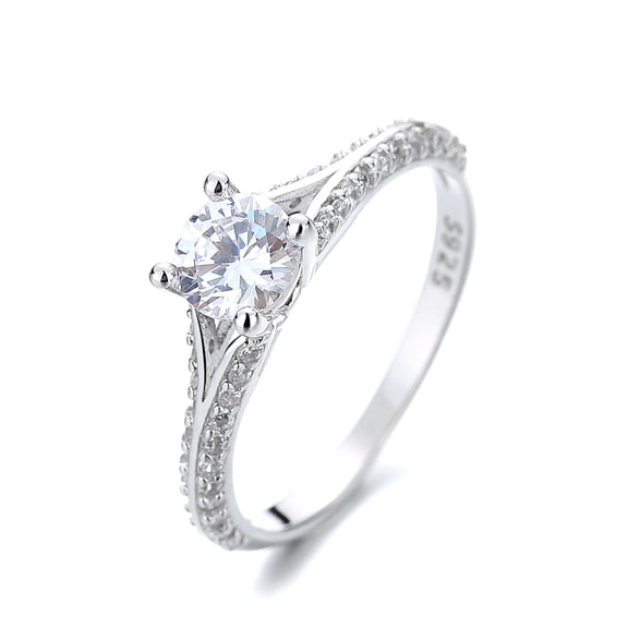 3.5 CTTW Sterling Silver Vintage engagement ring with Crystals