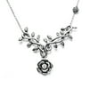 Controse Women's Silver-Toned Stainless Steel Rose Vine Necklace 17" plus 2" extender
