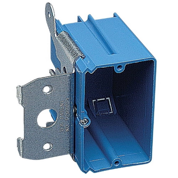 Carlon B121ADJ Outlet Box, 1 Gang, 3-3/4 L by 3-7/8 W by 3-3/8 D, Blue