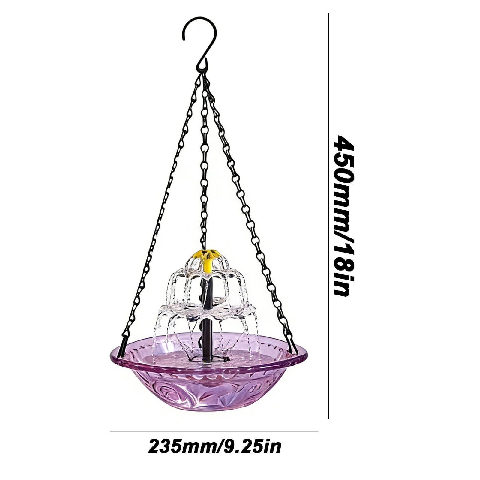 D Garden Solar Bird Feeder Hanging Bird Bath With Solar Panel Plastic Construction And Floating Design For Outdoor Decoration 9.25In
