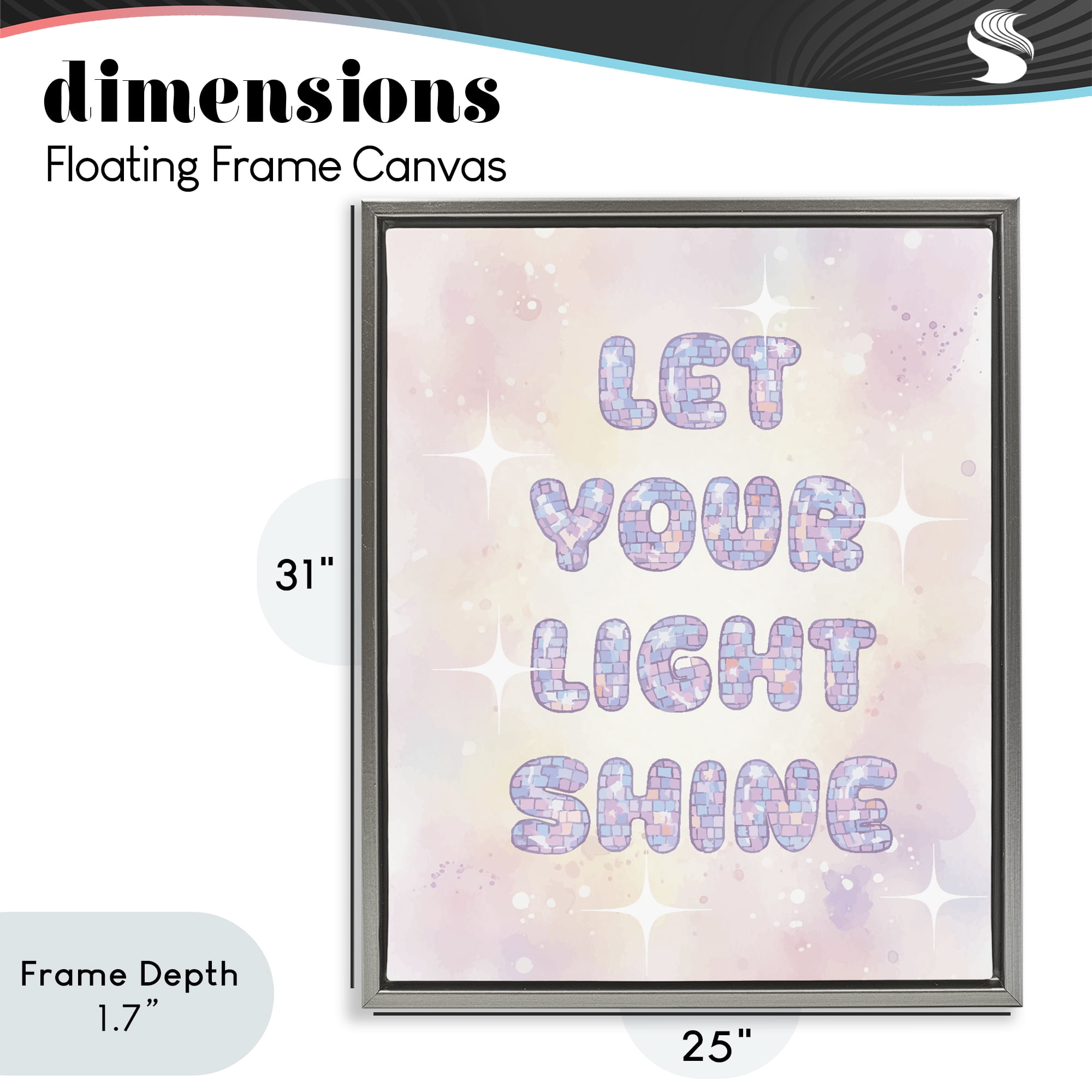 Stupell Industries Let Your Light Shine Pastels Gray Framed Floater Canvas Wall Art, design by Lil' Rue