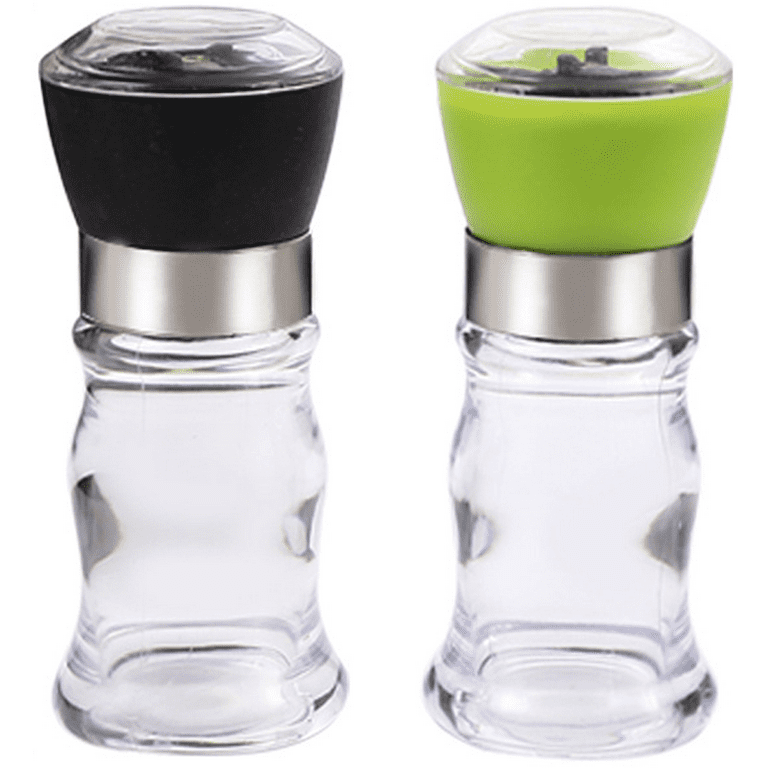 Salt and Pepper Grinder Set - Refillable Sea Salt & Peppercorn Stainless Steel Shakers - Salt and Pepper Mill, Size: Large, Green