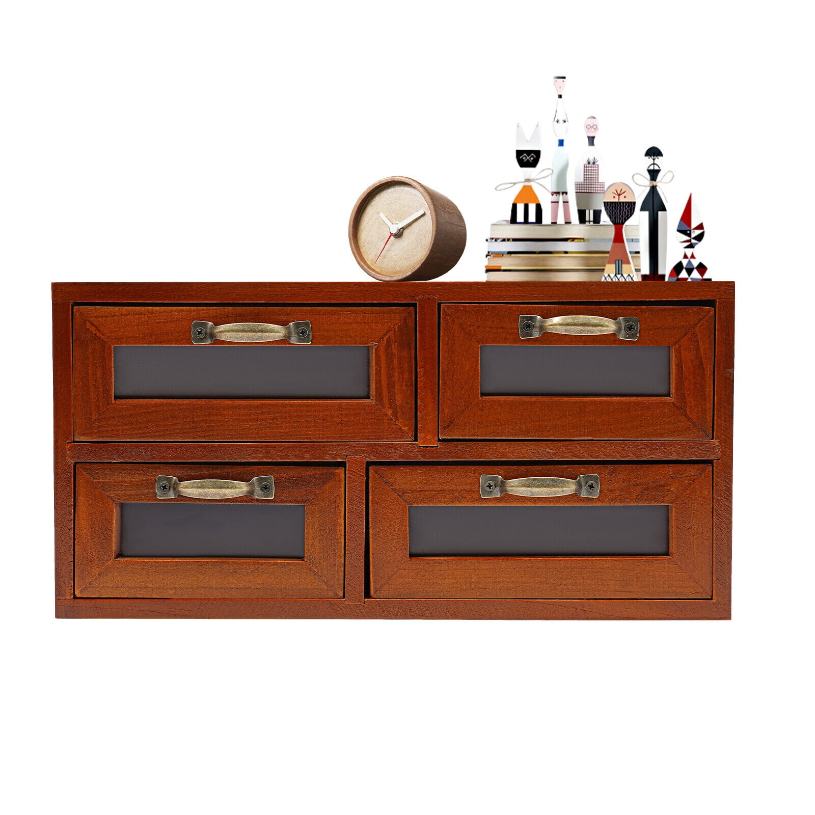 Vintage Small Wooden Desktop Storage Box Drawer Display Shelf Organizer Craft for Bedroom, Living Room