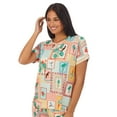 thumbnail image 4 of Women's Cuddl Duds® Allover Print Short Sleeve Sleep Shirt & Bermuda Shorts Pajama Set Color: Blue Geo Size: LARGE, 4 of 5