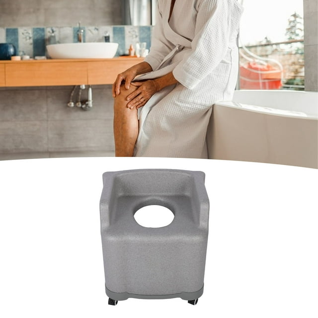 Chaise de Toilette Portable Commode avec Roues Universelles Accoudoirs Séchage Rapide Tabouret de Salle de Bain Doux