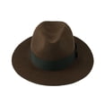 thumbnail image 2 of WITHMOONS Wool Felt Fedora Classic Panama Hat Band Wide Brim GN61297 (BrownBand), 2 of 5