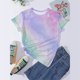 thumbnail image 3 of Gibobby Playera de Manga Corta con Cuello Redondo Mujeres Casual Tie Dye Gradient Printing Mangas Cuello redondo Camiseta suelta Blusa Tops(Morado,G), 3 of 4