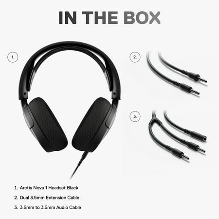 SteelSeries Arctis Nova 1 Wired Gaming Headset for PC with 3.5mm Jack — Black
