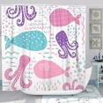 thumbnail image 2 of Pink Whale Shower Curtain Cool Fun Ocean Cartoon Shower Curtain Bathroom Cute Kids Bathroom r Polyester Hanging Curtains, 2 of 7