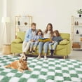 thumbnail image 3 of CozyDesg Shag Area Rugs, 8'x10' Soft Fluffy Floor Rugs Checkered Carpet，Washable Area Rugs for Living Room Bedroom Decor,Light Green & White, 3 of 7