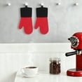 thumbnail image 3 of Unique Bargains Cotton Oven Mitts Heat-Resistant Cooking Gloves Red 13.4x7.1inch, 3 of 7