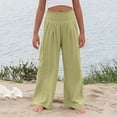 thumbnail image 7 of Linen Pants for Girls Casual High Waist Wide Leg Long Pants Kids Summer Beach Trousers, 7 of 7