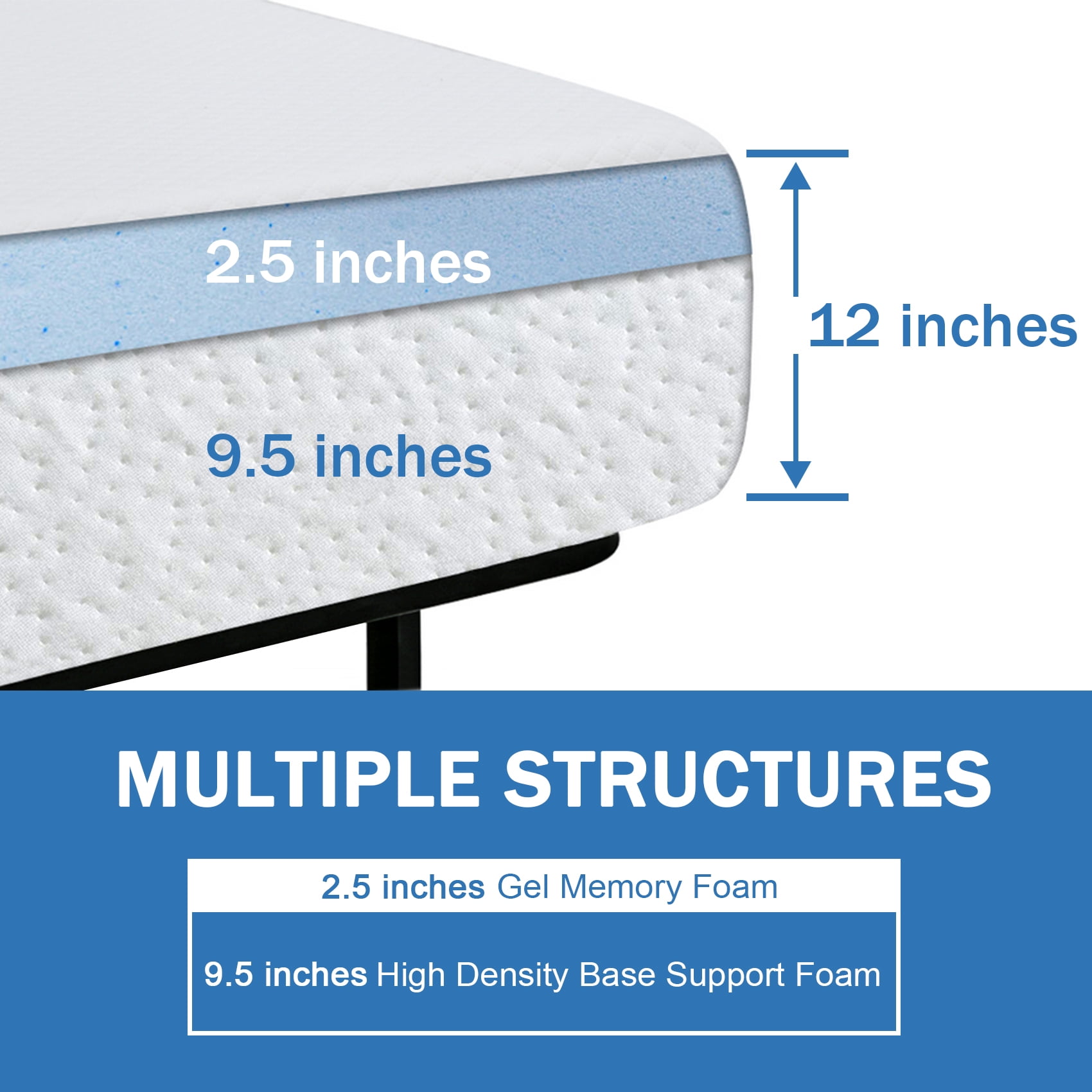 12 Inch King Mattress, Memory Foam Mattress, Medium-Firm Mattress, Breathable Bed Mattress with Removable Cover in Box, White