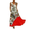 thumbnail image 1 of DPTALR Robe Maxi Sans Manches Vintage pour Femmes Grande Taille à Col en V avec Empiècements Floraux Imprimés, 1 of 6