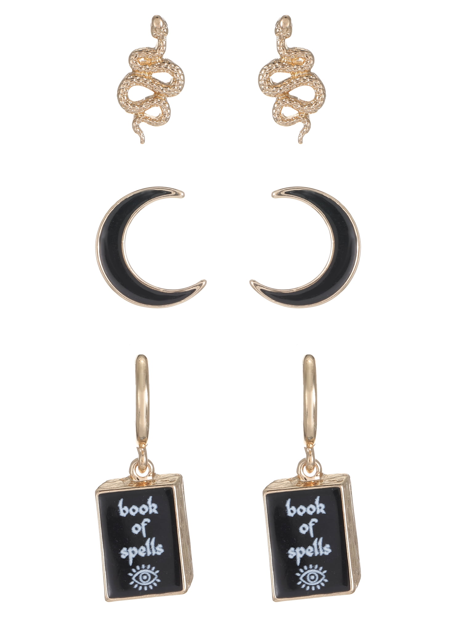 Way to Celebrate Enchanted Halloween Gold Earring Set, 3 Pairs