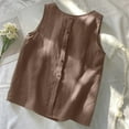 thumbnail image 4 of TKYCMSUAKI Womens Linen Tank Tops Plus Size Round Neck Sleeveless Shirts Solid Color Casual Textured T-Shirts Summer Basic Tee, 4 of 5