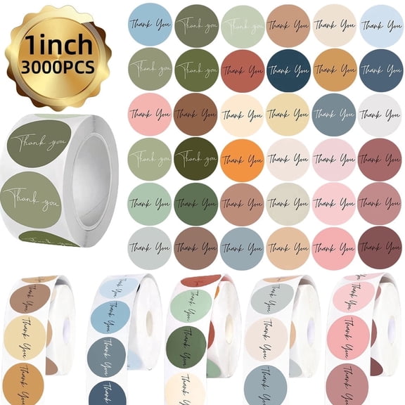 'Thank You' Stickers, Ideal for Packing, Envelopes, Gift Wraps, and Crafts, 3000 Pcs 1 inch