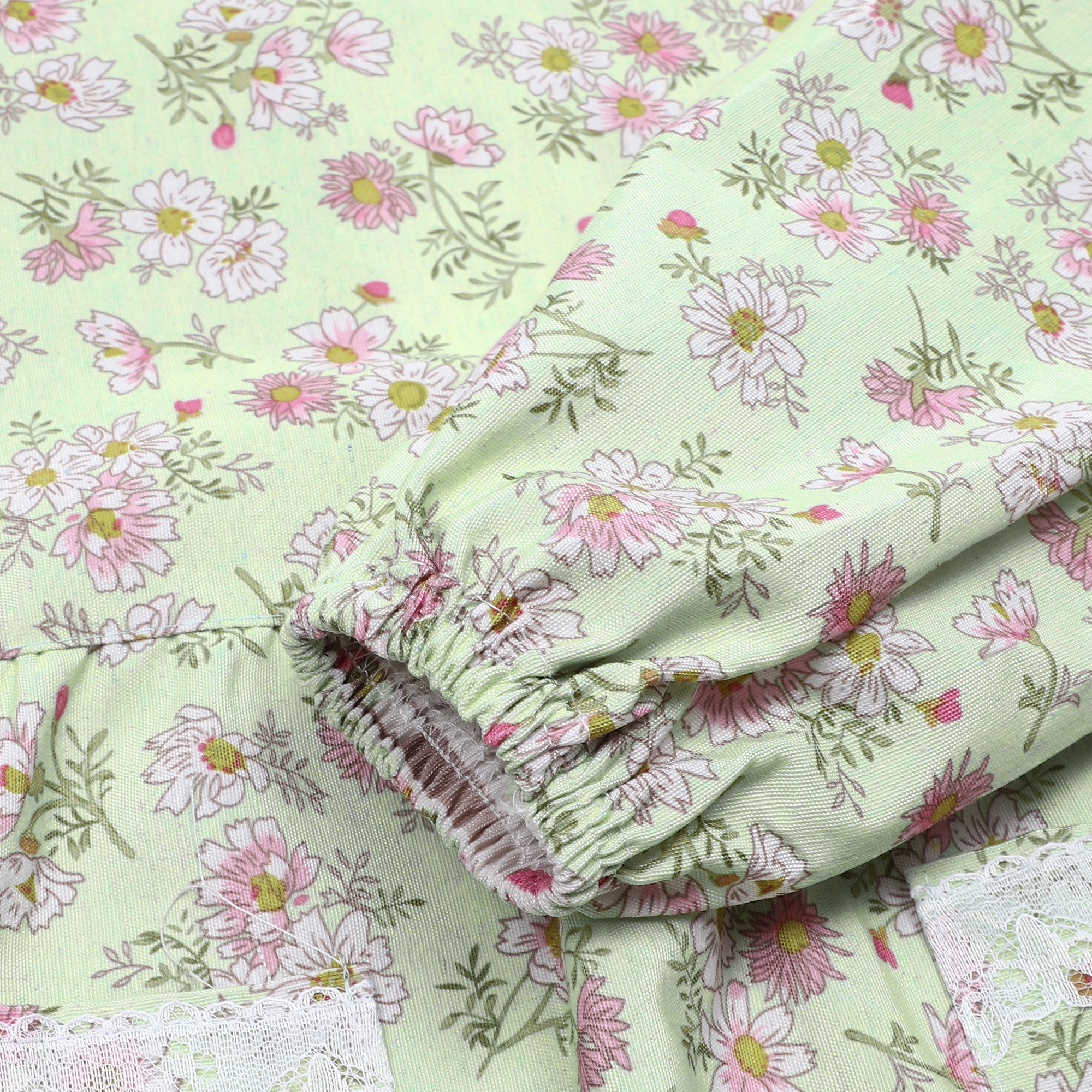 Unique Bargains Floral Kitchen Apron with Pockets Canvas Apron for Cooking Baking Green